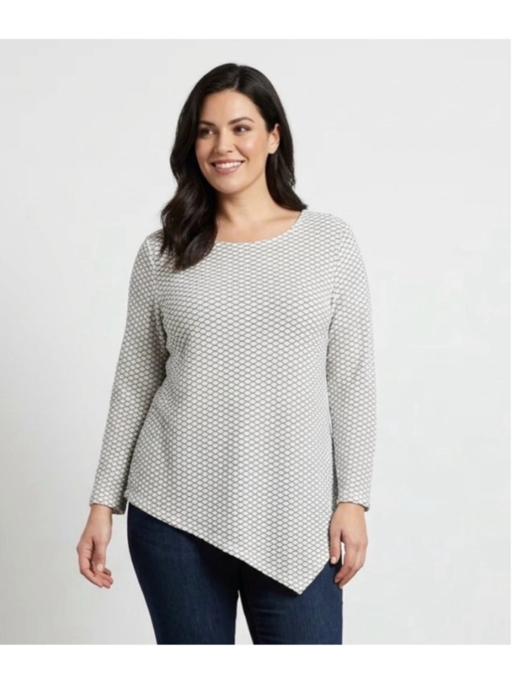 Travelers by Chico's Textured Honeycomb Asymmetrical Blouse (Size 3) Large 2085